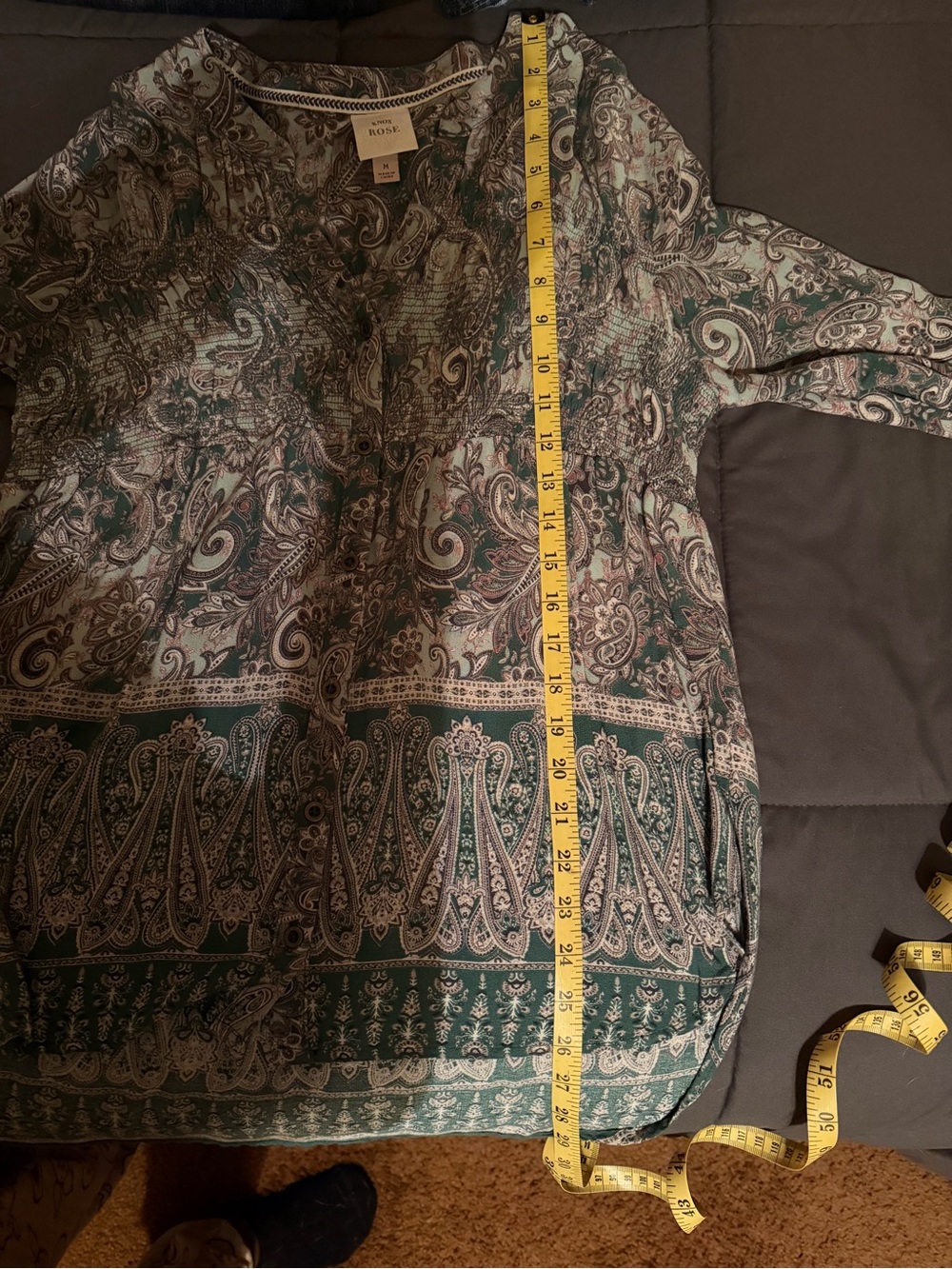 Knox Rose Paisley Button-Front Top in Green and Brown - Picture 4 of 4